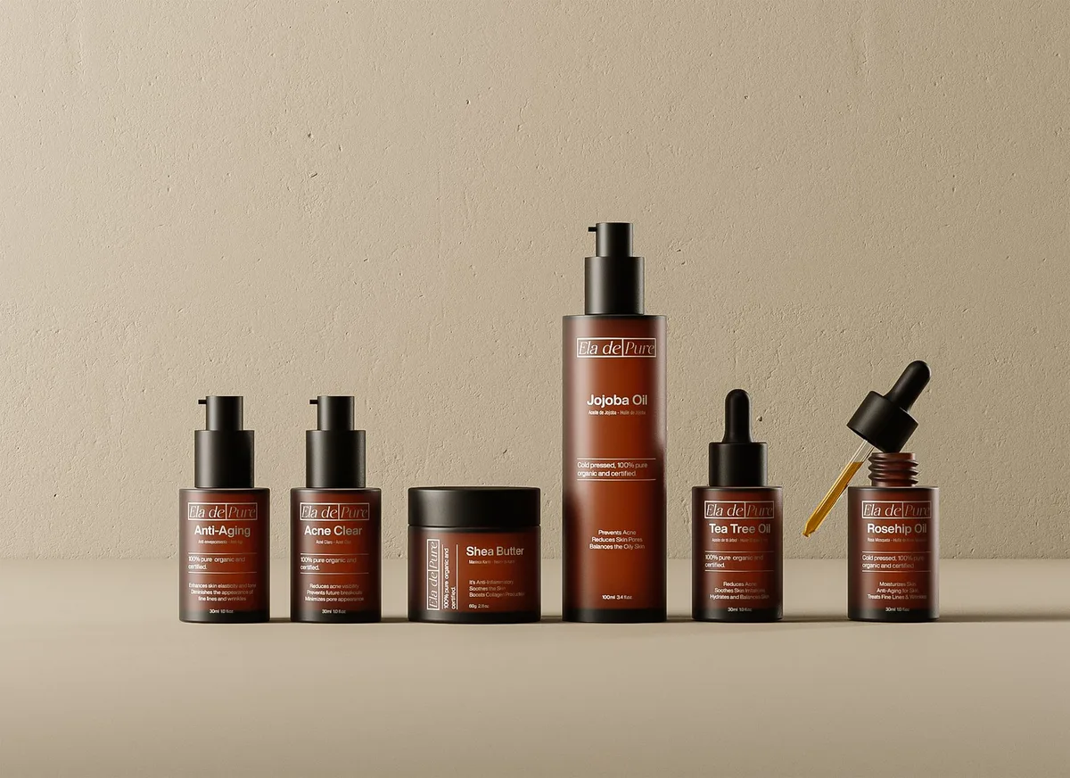 Assortiment de produits cosmétiques : sérums, nettoyants et soins spécialisés