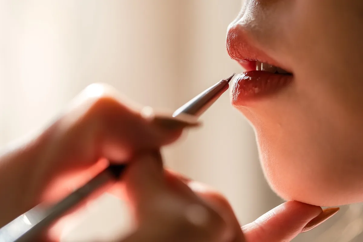 Brosse naturelle tenue au-dessus de la peau, mouvement ascendant, soin du corps