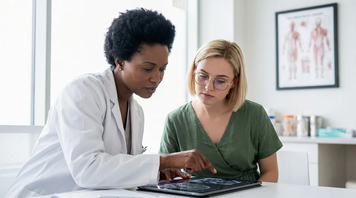 Médecin interrogeant un patient lors d'une consultation en infectiologie