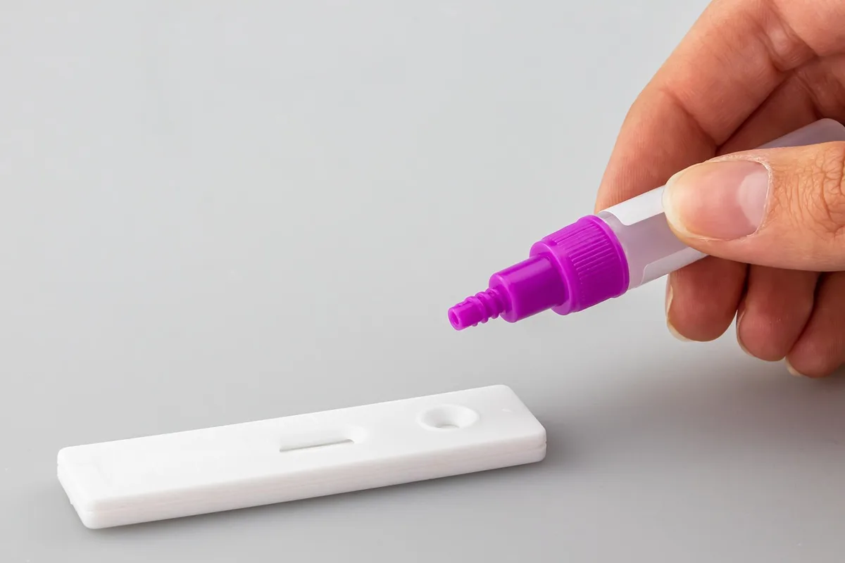Test cutané sur une petite zone du poignet avec une goutte de produit