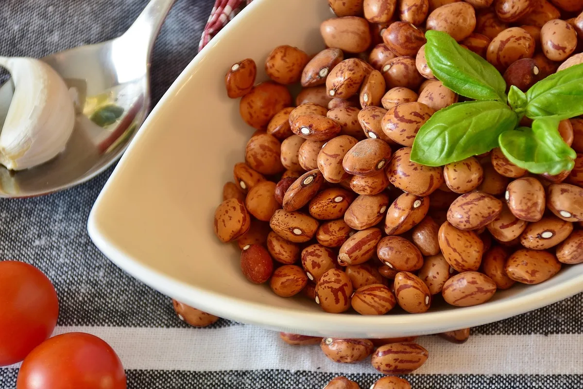 Bol de lentilles et légumineuses sur une table en journée